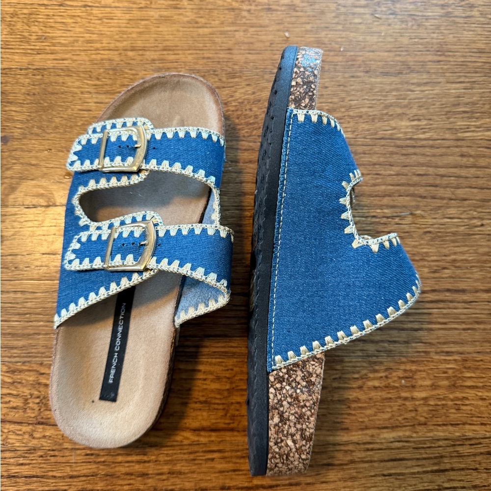 Blue Denim Buckle Sandals